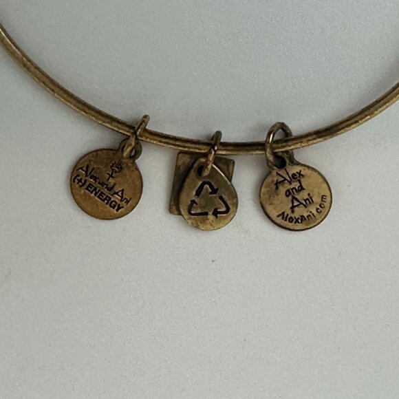 2 - Alex And Ani Gold Finish Bangle Bracelet Quill Feather & Stand Up To Cancer - Picture 7 of 8